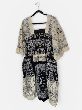 New Gorgeous Handkerchief Dress Black & Cream Bandana Print Summer Midi Dress